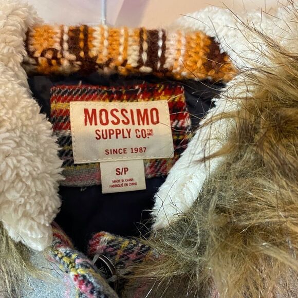 Brown With Red and black plaid fur trimmed Hood  Small - Picture 7 of 10